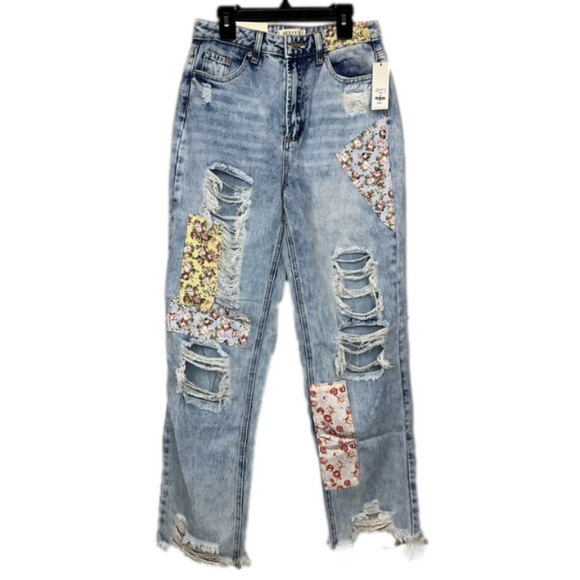 Harper Denim - HARPER HERITAGE womens 26 high rise straight leg relaxed fit patchwork jeans NWT